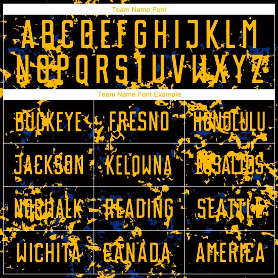 Gold-Royal Uniform Fußball Sublimation Kunst Schwarz Fragment Jersey Custom Abstrakt Gold-Royal Uniform Fußball Sublimation Kunst Schwarz Fragment Jersey Custom Abstrakt