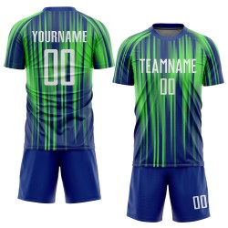 Grün Weiß-Royal Sublimation Custom Jersey Uniform Neon Fußball