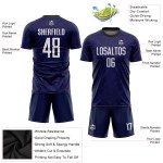 Weiß-Schwarz Lila Jersey Sublimation Fußball Dark Uniform Custom Weiß-Schwarz Lila Jersey Sublimation Fußball Dark Uniform Custom