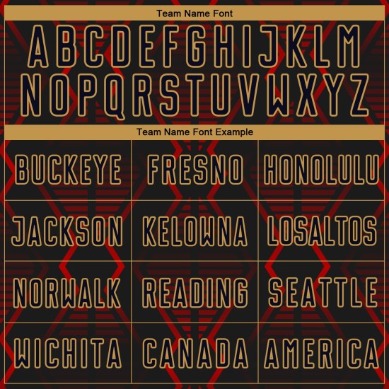 Formen Fußball Rot-Alt Sublimation Gold Jersey Schwarz Benutzerdefinierte Geometrische Uniform Formen Fußball Rot-Alt Sublimation Gold Jersey Schwarz Benutzerdefinierte Geometrische Uniform