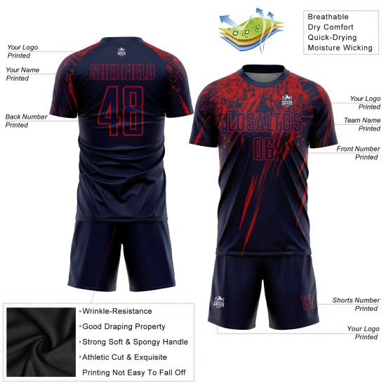 Uniform Sublimation Custom Fußball Rot Navy Trikot Uniform Sublimation Custom Fußball Rot Navy Trikot