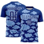 Uniform Custom Pattern Royal Sublimation Cloud Soccer Weiß Trikot Uniform Custom Pattern Royal Sublimation Cloud Soccer Weiß Trikot