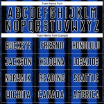 Benutzerdefinierte blau-weiße Trikotlinie Thunder Uniform Sublimation Schwarz Fußball Benutzerdefinierte blau-weiße Trikotlinie Thunder Uniform Sublimation Schwarz Fußball