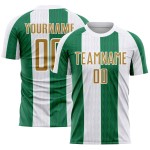Sublimation Alte Uniform Custom Weiß Gold-Kelly Green Jersey Fußball