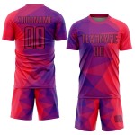 Lila Fußball Formen Rot-Schwarz Jersey Uniform Geometrische Sublimation Custom Lila Fußball Formen Rot-Schwarz Jersey Uniform Geometrische Sublimation Custom