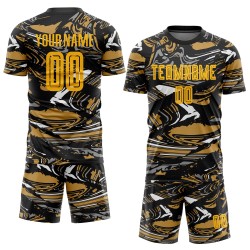Abbildung Gold-Alte Uniform Sublimation Custom Fußball Jersey Gold