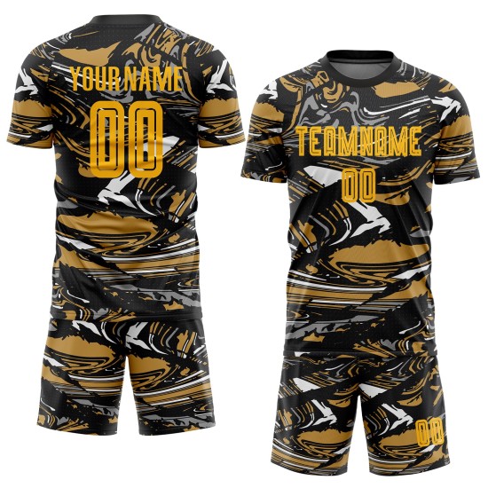 Abbildung Gold-Alte Uniform Sublimation Custom Fußball Jersey Gold Abbildung Gold-Alte Uniform Sublimation Custom Fußball Jersey Gold