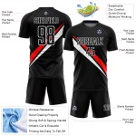 Fußball Sublimation Rot-Weiß Linien Jersey Schwarz Uniform Custom Diagonal Fußball Sublimation Rot-Weiß Linien Jersey Schwarz Uniform Custom Diagonal
