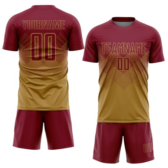 Gold Jersey Custom Fußball Sublimation Alte Crimson Uniform Gold Jersey Custom Fußball Sublimation Alte Crimson Uniform