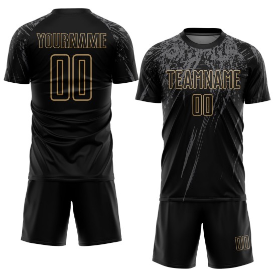 Gold-Grau Schwarz Jersey Fußball Sublimation Alte Custom Uniform Gold-Grau Schwarz Jersey Fußball Sublimation Alte Custom Uniform