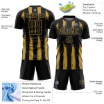 Schwarz Gold Uniform Custom Jersey Fußball Alte Streifen Sublimation Abstrakt Schwarz Gold Uniform Custom Jersey Fußball Alte Streifen Sublimation Abstrakt