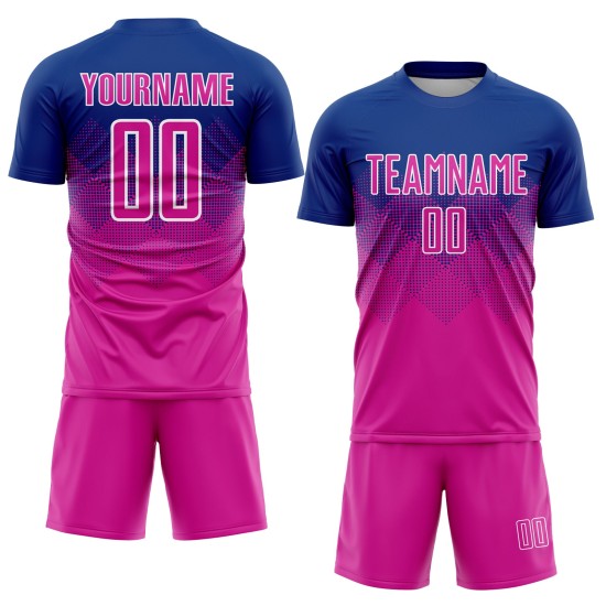 Pink-Weiß Deep Royal Jersey Custom Uniform Fußball Sublimation Pink-Weiß Deep Royal Jersey Custom Uniform Fußball Sublimation