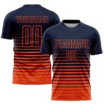 Benutzerdefinierte Uniform Navy Fashion Fade Orange Nadelstreifen Fußball Sublimation Jersey Benutzerdefinierte Uniform Navy Fashion Fade Orange Nadelstreifen Fußball Sublimation Jersey