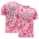 Benutzerdefinierte geometrische Sublimation Uniform Jersey Licht Fußball Muster Schwarz-Pink Abstrakt Rosa Benutzerdefinierte geometrische Sublimation Uniform Jersey Licht Fußball Muster Schwarz-Pink Abstrakt Rosa