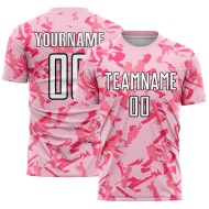 Benutzerdefinierte geometrische Sublimation Uniform Jersey Licht Fußball Muster Schwarz-Pink Abstrakt Rosa