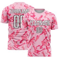 Benutzerdefinierte geometrische Sublimation Uniform Jersey Licht Fußball Muster Schwarz-Pink Abstrakt Rosa