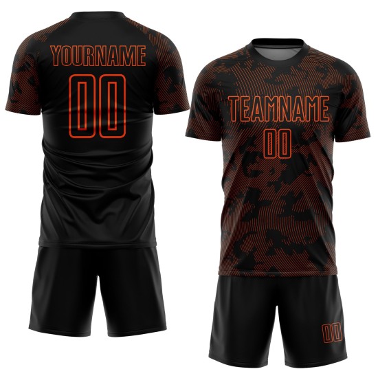 Fußball Schwarz Jersey Orange Uniform Sublimation Custom Fußball Schwarz Jersey Orange Uniform Sublimation Custom