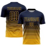 Mode Uniform Nadelstreifen Fußball Gold Verblassen Benutzerdefinierte Sublimation Jersey Navy Mode Uniform Nadelstreifen Fußball Gold Verblassen Benutzerdefinierte Sublimation Jersey Navy