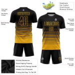 Uniform Custom Gold Sublimation Fußball Jersey Schwarz Nadelstreifen Verblassen Mode Uniform Custom Gold Sublimation Fußball Jersey Schwarz Nadelstreifen Verblassen Mode