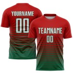 Mode Custom Sublimation Green Jersey Fußball Weiß-Kelly Uniform Nadelstreifen Fade Red Mode Custom Sublimation Green Jersey Fußball Weiß-Kelly Uniform Nadelstreifen Fade Red