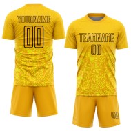 Benutzerdefinierte Uniform Sublimation Fußball Jersey Geometrische Formen Schwarz Gold Benutzerdefinierte Uniform Sublimation Fußball Jersey Geometrische Formen Schwarz Gold
