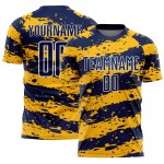 Uniform Fußballtrikot Marineblau Gold-Weiß Sublimation Splash Custom Uniform Fußballtrikot Marineblau Gold-Weiß Sublimation Splash Custom