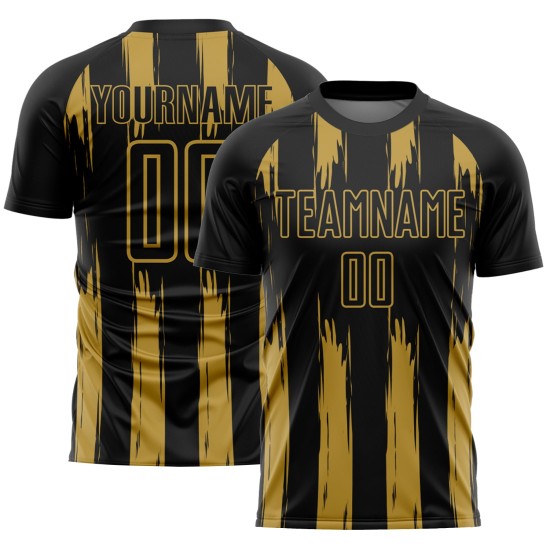 Schwarz Gold Uniform Custom Jersey Fußball Alte Streifen Sublimation Abstrakt Schwarz Gold Uniform Custom Jersey Fußball Alte Streifen Sublimation Abstrakt
