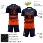 Benutzerdefinierte Uniform Navy Fashion Fade Orange Nadelstreifen Fußball Sublimation Jersey Benutzerdefinierte Uniform Navy Fashion Fade Orange Nadelstreifen Fußball Sublimation Jersey
