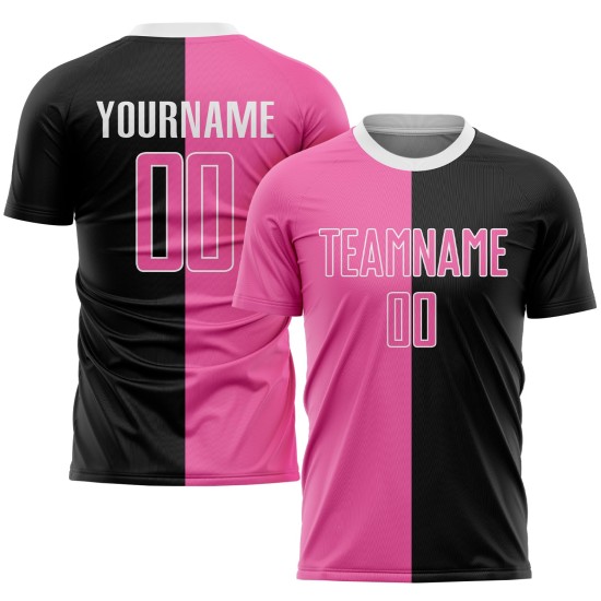 Mode Custom Fußball Split Pink-Weiß Jersey Uniform Schwarz Sublimation Mode Custom Fußball Split Pink-Weiß Jersey Uniform Schwarz Sublimation