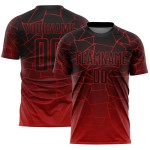 Benutzerdefinierte Jersey Linien Rot Fußball Sublimation Schwarz Uniform Benutzerdefinierte Jersey Linien Rot Fußball Sublimation Schwarz Uniform