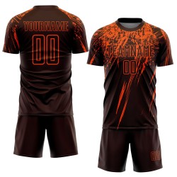 Orange Custom Jersey Sublimation Uniform Braun Fußball