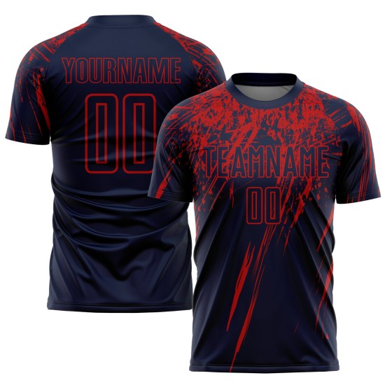 Uniform Sublimation Custom Fußball Rot Navy Trikot Uniform Sublimation Custom Fußball Rot Navy Trikot