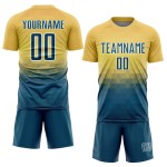 Fußballtrikot mit Dreieck-Motiv, US-Gelb, Blau-Weiß, Marineblau, Uniform, Sublimation, geometrisch