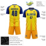 Benutzerdefinierte Royal-Orange Uniform Trikot Fußball Sublimation Gold Benutzerdefinierte Royal-Orange Uniform Trikot Fußball Sublimation Gold