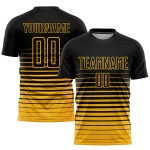 Uniform Custom Gold Sublimation Fußball Jersey Schwarz Nadelstreifen Verblassen Mode Uniform Custom Gold Sublimation Fußball Jersey Schwarz Nadelstreifen Verblassen Mode