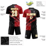 Weiß Rot-Gelb Scratch Uniform Sublimation Custom Jersey Muster Graffiti Fußball Schwarz Weiß Rot-Gelb Scratch Uniform Sublimation Custom Jersey Muster Graffiti Fußball Schwarz