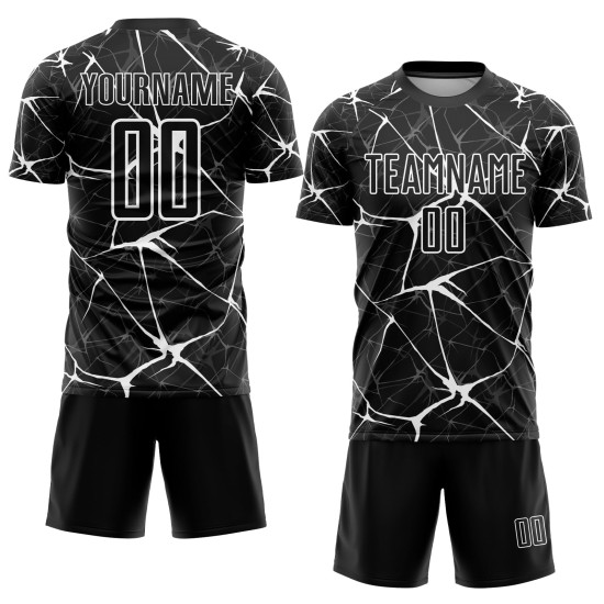 Jersey Schwarz Benutzerdefinierte Weiß Sublimation Fußballuniform Jersey Schwarz Benutzerdefinierte Weiß Sublimation Fußballuniform
