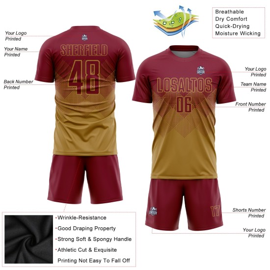 Gold Jersey Custom Fußball Sublimation Alte Crimson Uniform Gold Jersey Custom Fußball Sublimation Alte Crimson Uniform