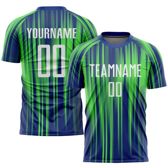Grün Weiß-Royal Sublimation Custom Jersey Uniform Neon Fußball Grün Weiß-Royal Sublimation Custom Jersey Uniform Neon Fußball