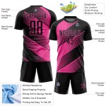 Benutzerdefinierte schwarze Linie Trikot rosa Sublimation Uniform Fußball Benutzerdefinierte schwarze Linie Trikot rosa Sublimation Uniform Fußball