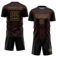 Formen Fußball Rot-Alt Sublimation Gold Jersey Schwarz Benutzerdefinierte Geometrische Uniform