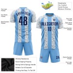 Leichtes, individuelles Fußballtrikot in Blau mit Sublimationsdruck, Marineblau-Weiß Leichtes, individuelles Fußballtrikot in Blau mit Sublimationsdruck, Marineblau-Weiß