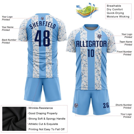 Leichtes, individuelles Fußballtrikot in Blau mit Sublimationsdruck, Marineblau-Weiß Leichtes, individuelles Fußballtrikot in Blau mit Sublimationsdruck, Marineblau-Weiß