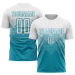 Benutzerdefinierte Teal Jersey Uniform Weiß Fußball Sublimation Benutzerdefinierte Teal Jersey Uniform Weiß Fußball Sublimation