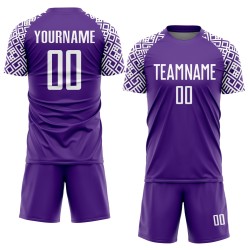 Sublimationsuniform, geometrisches weißes Fußball-Form-Lila-Custom-Trikot