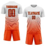 Jersey Sublimation Uniform Weiß Custom Line Gradient Orange-Schwarz Fußball Jersey Sublimation Uniform Weiß Custom Line Gradient Orange-Schwarz Fußball