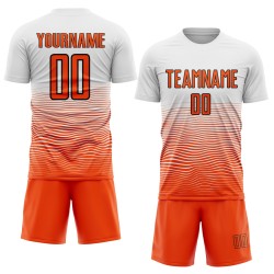 Jersey Sublimation Uniform Weiß Custom Line Gradient Orange-Schwarz Fußball