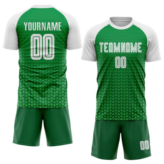 Grüne Uniform Weiß Fußball Jersey Kelly Sublimation Custom Grüne Uniform Weiß Fußball Jersey Kelly Sublimation Custom