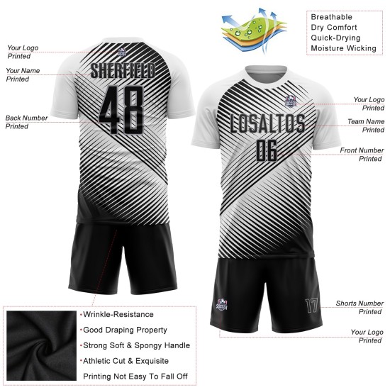 Fußball Sublimation Schwarz-Grau Jersey Weiß Custom Uniform Fußball Sublimation Schwarz-Grau Jersey Weiß Custom Uniform