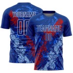 Royal Custom Sublimation Fußballuniform Blau Rot-Licht Tropfendes Trikot Splatter Art
